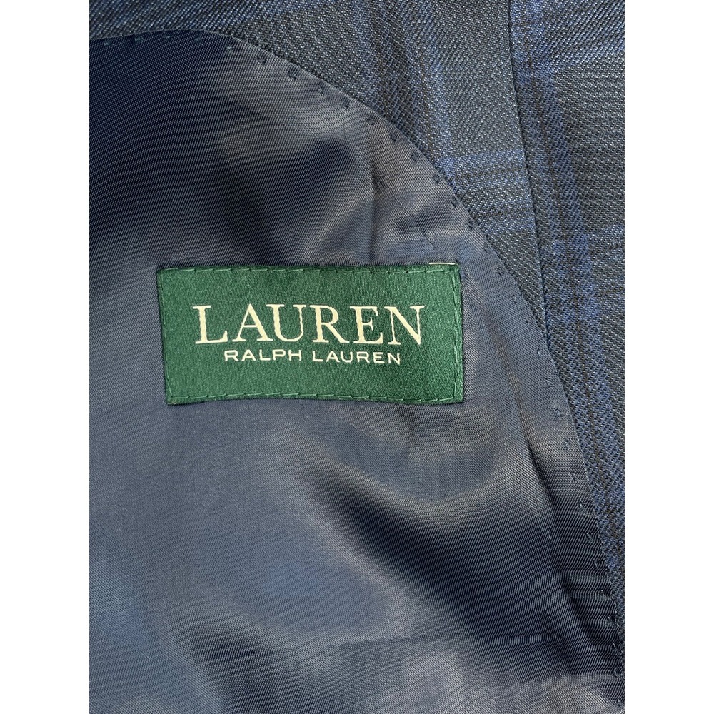 Lauren Ralph Lauren Blazer Mens 46L Blue Plaid Notch Lapel 2 Button Jacket - Picture 5 of 10